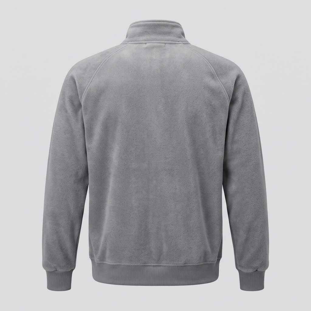 Veste zippée grise, vue de dos
